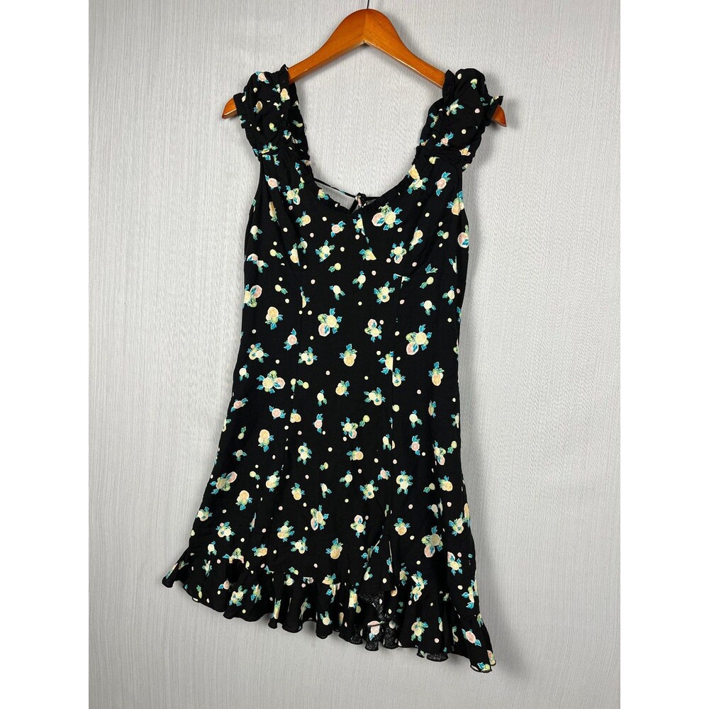 Free People Like A Lady Mini Dress Women's Sz S Black Floral Combo GUC